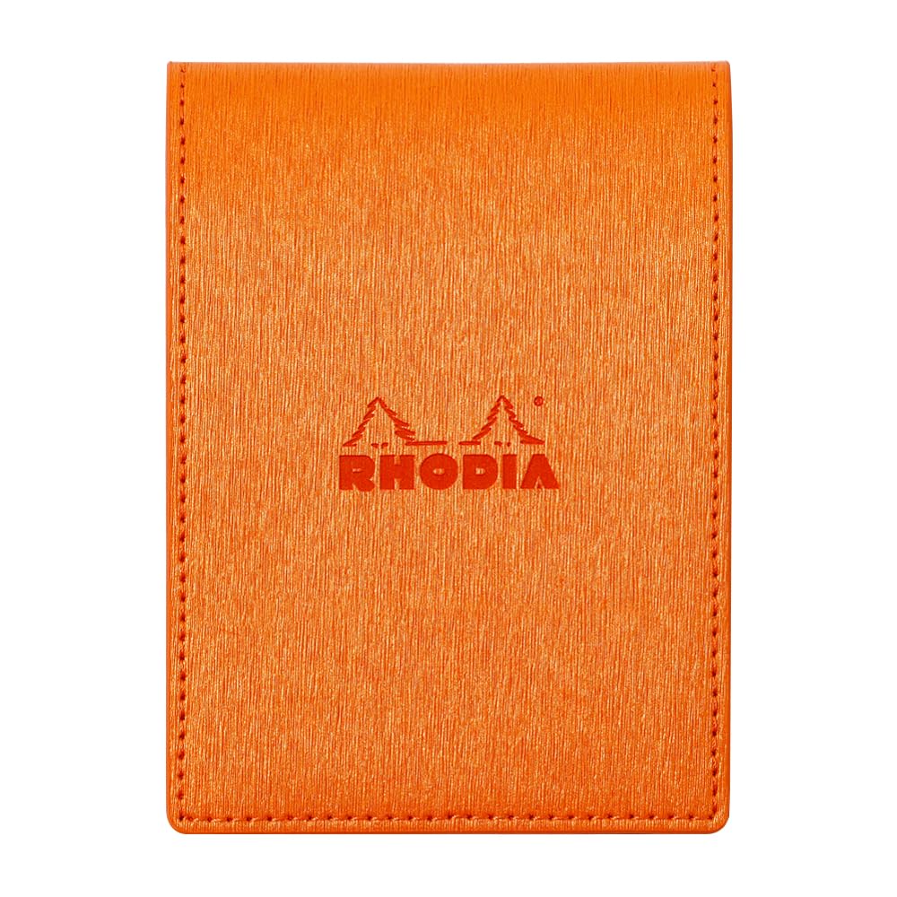 Rhodia cfmtpu11or Notepad with Cover No.11 (A7) Metallic PU Leather, Orange (Block Rodia No.11 with Orange/80 Pieces, 0.2 inch (5 mm) Square PEFC Certified)