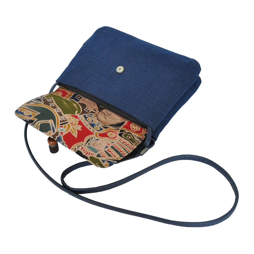 Indigo & Persimmon Dyed "Macaron" 2-Way Pochette