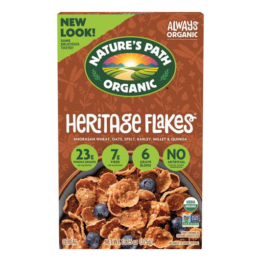 Nature's Path Organic Heritage Flakes® Cereal, 13.25 oz (Pack of 1), Ancient Grains, 23g Whole Grains, Non-GMO