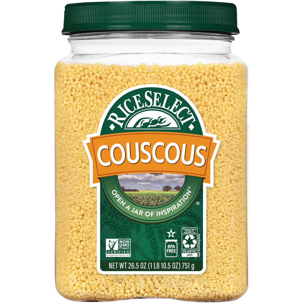 RiceSelect Couscous, Moroccan-Style Wheat Couscous Pasta, Non-GMO, 26.5-Ounce Jar, (Pack of 1)