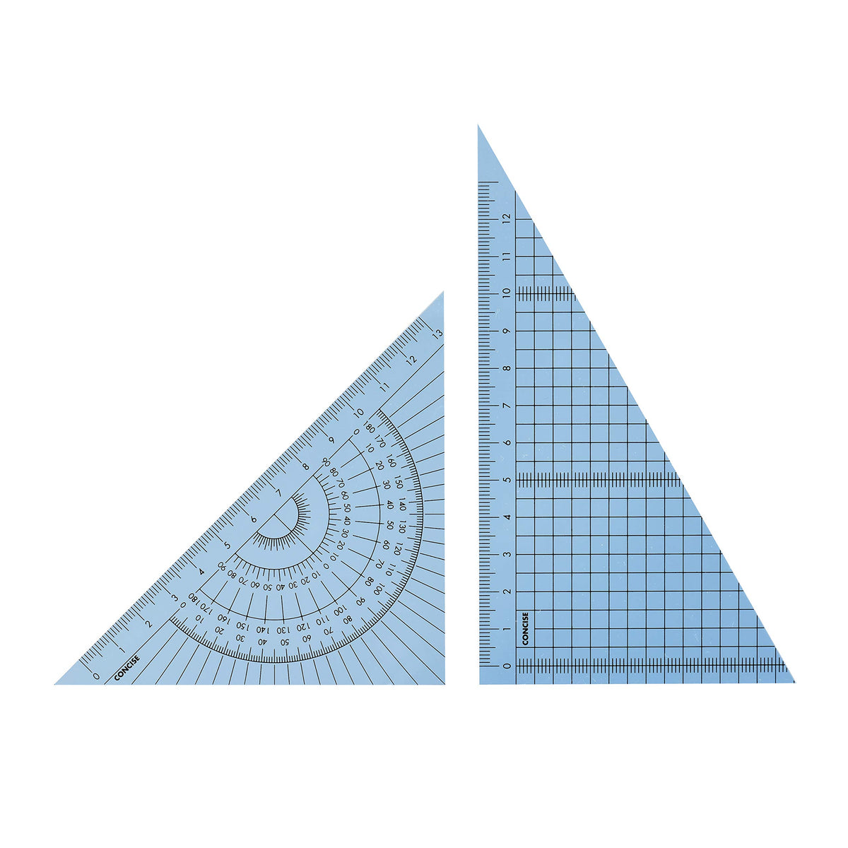 Concise 118428 Color Triangle Ruler Set, 5.9 inches (15 cm), Blue
