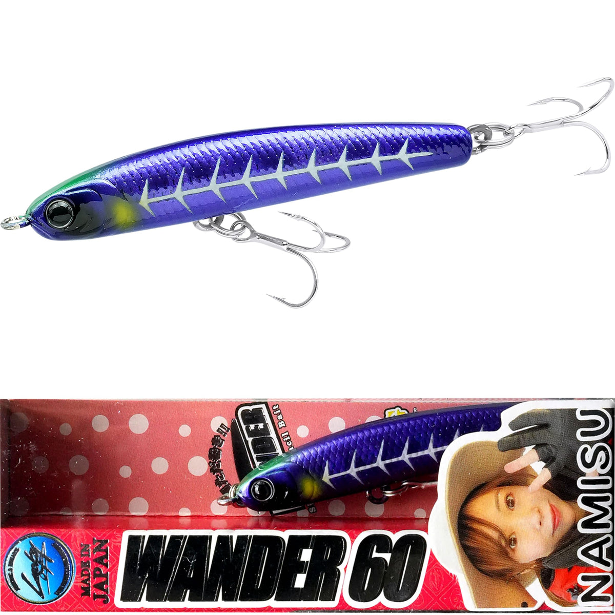Lucky Craft Wonder 60 - Namisu Collaboration Color Lucky Craft ESG Saltwater Lures Simpen Seabass Chinu Kibillet Flounder Fishing Lure (3304 Angel Purple)