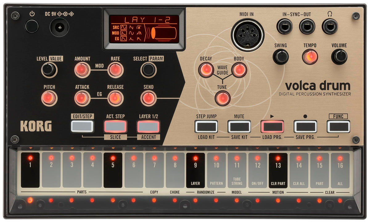 Korg Volca Drum Digital Percussion Synthesizer w/ 16-step Sequencer and Active Step