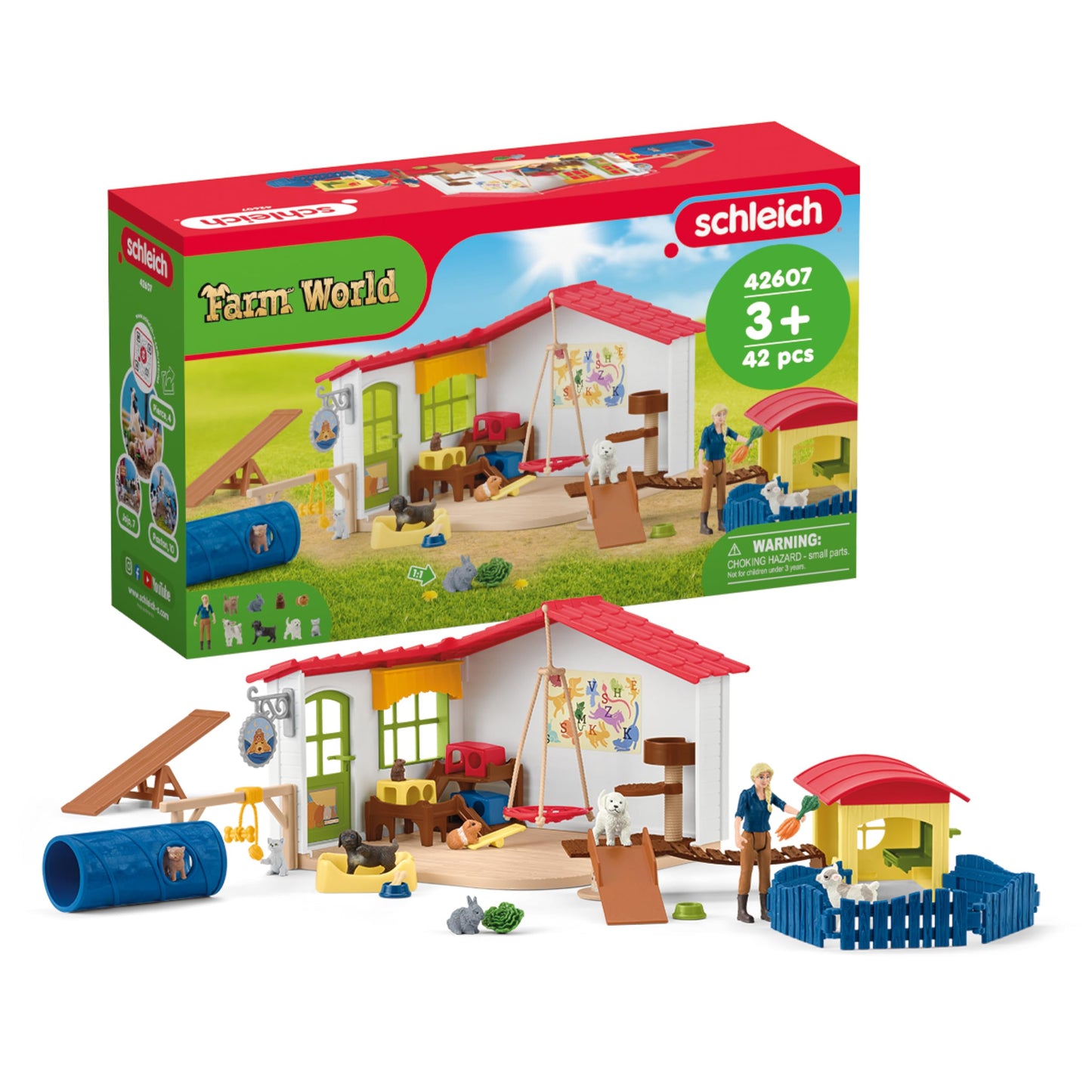 Schleich Farm World - 35Pc Pet Hotel Playset - Kids Ages 3+ | 42607