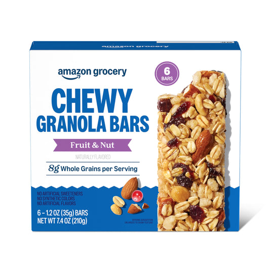 Amazon Grocery, Fruit & Nut Chewy Granola Bars, 7.4 Oz, 6 Ct