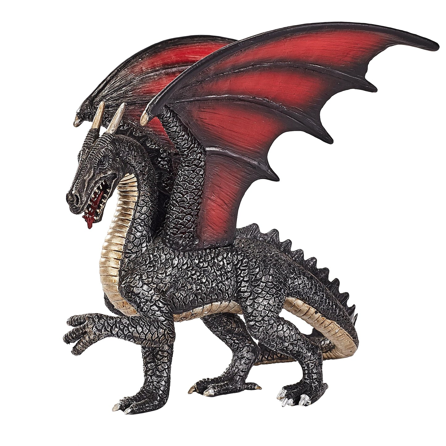 MOJO Steel Dragon Realistic Fantasy Toy Replica Hand Painted Figurine 6.3 x 4.7 x 4.5