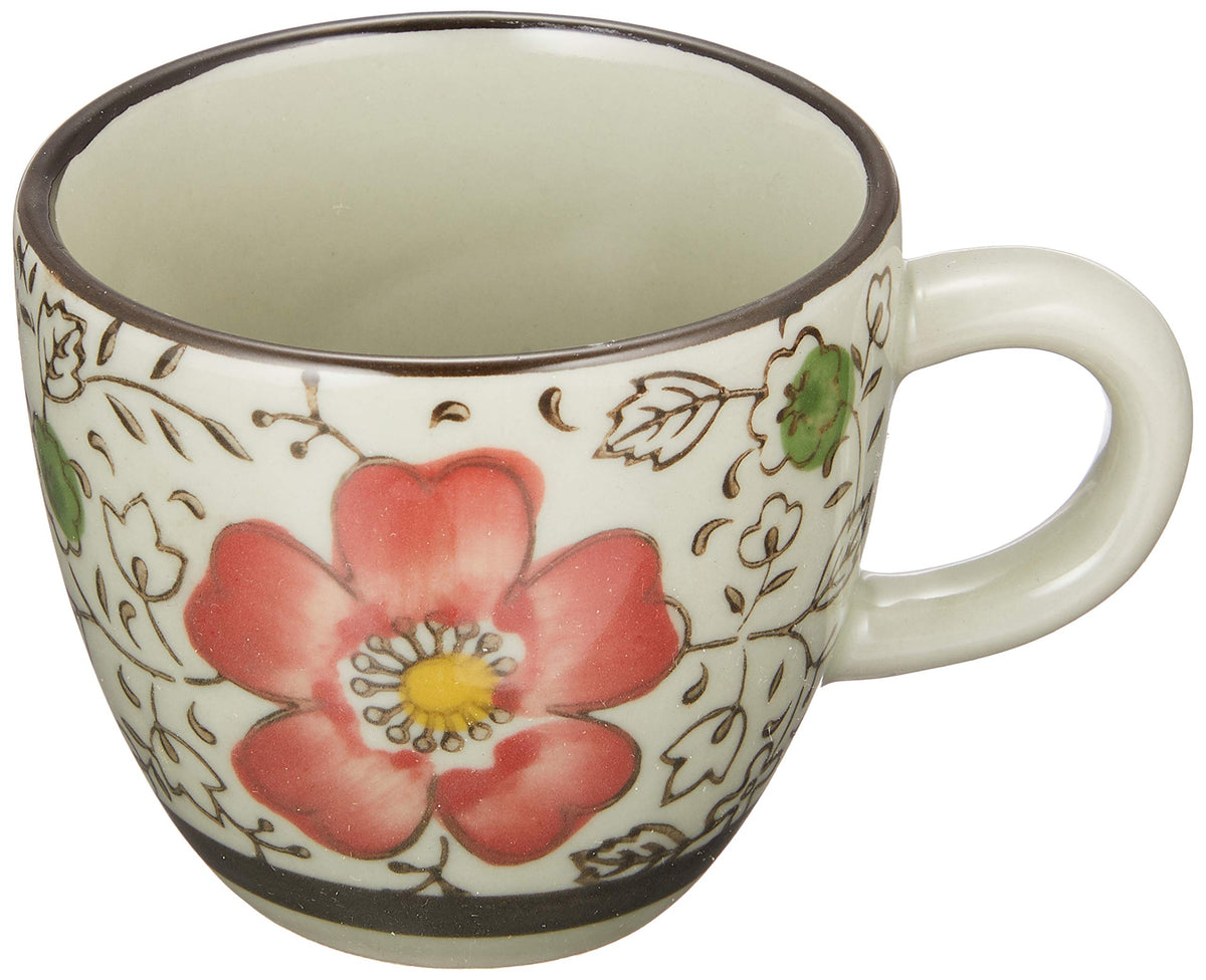 Nishida 120016 Espresso Coffee Cup, Red Camellia, 2.5 fl oz (75 ml), Cup, Japanese Tableware