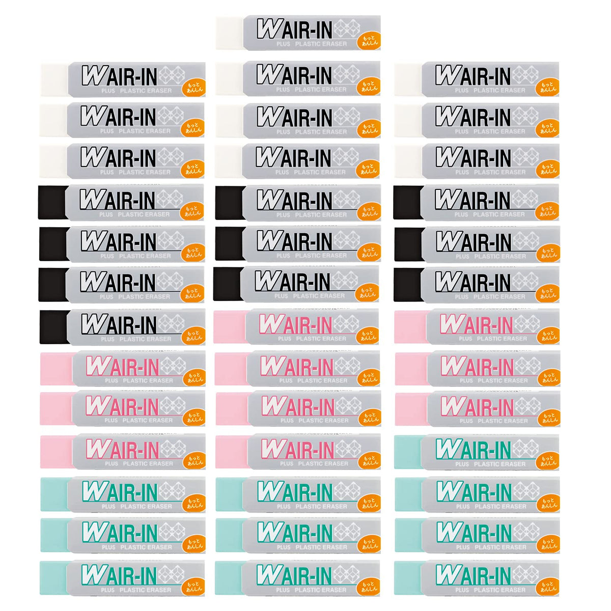 Plus ER-060WN-4P 36-946 x 10 Double Air-in Erasers, Assorted 16g, 40 Pieces