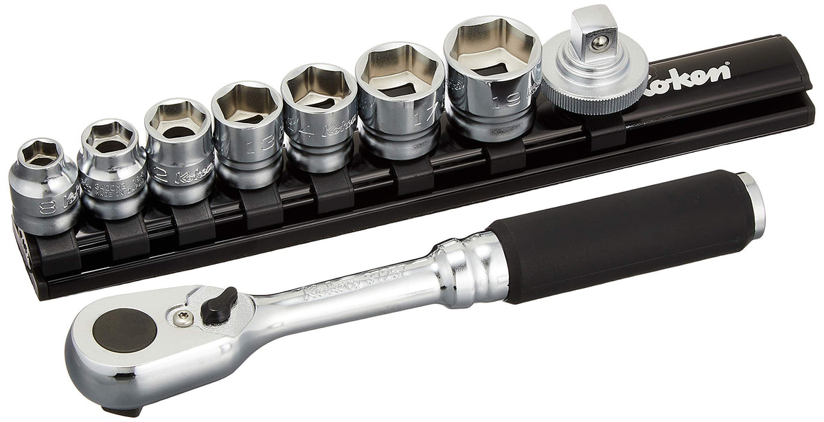 Ko-ken 3285ZE 3/8 Sq. Dr. 9 Piece Z-Series 6-Point Metric Socket set 8-19mm