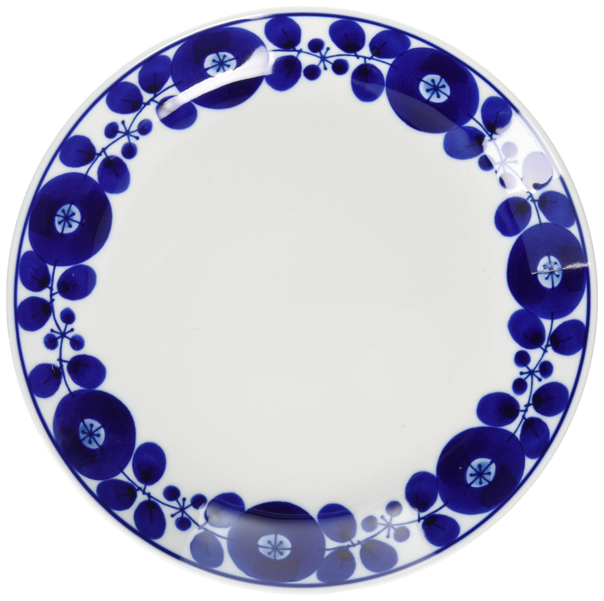 Hakusan Pottery ama-525295 Plate, Blue, Wreath, Bloom, L, Diameter Approx. 9.3 inches (23.5 cm), Hasami Ware Made in Japan