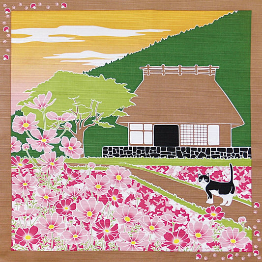 Yamako 88593 Tama's Walk, Small Furoshiki, Autumn Cherry Blossom, 19.7 x 19.7 inches (50 x