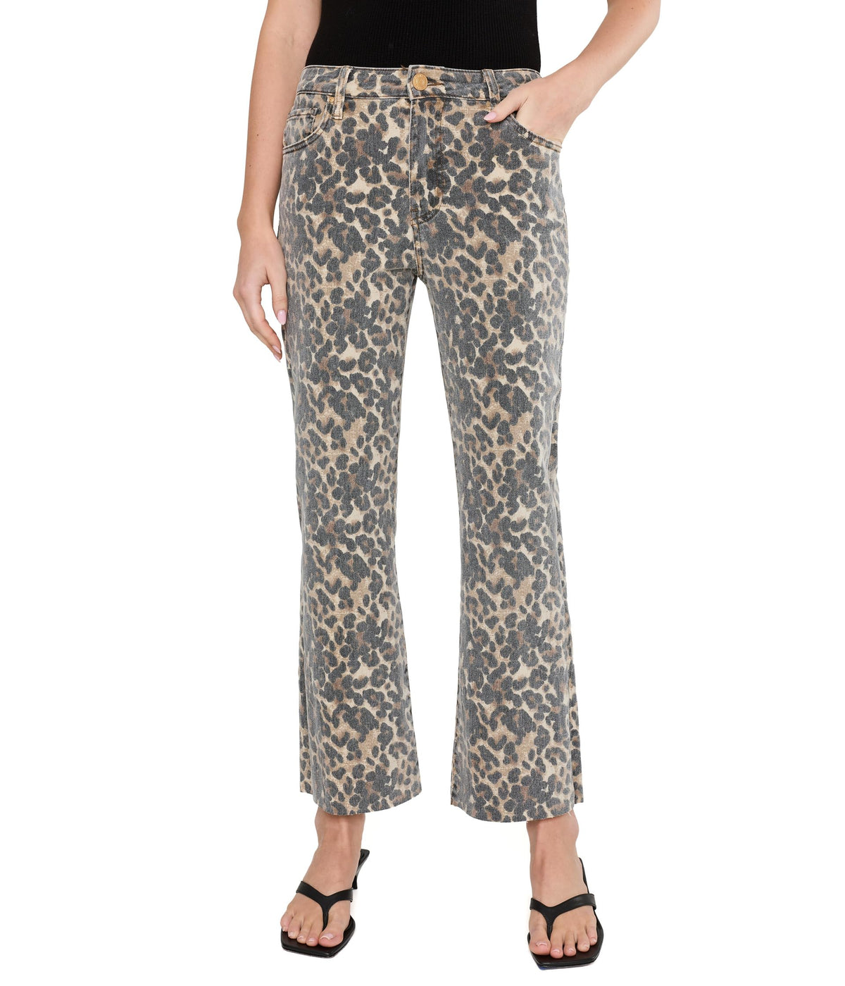 KUT from the Kloth Womens Kelsey High-Rise Ankle Flare with Raw Hem in Tan/Brown 6 Inseam: 27.5