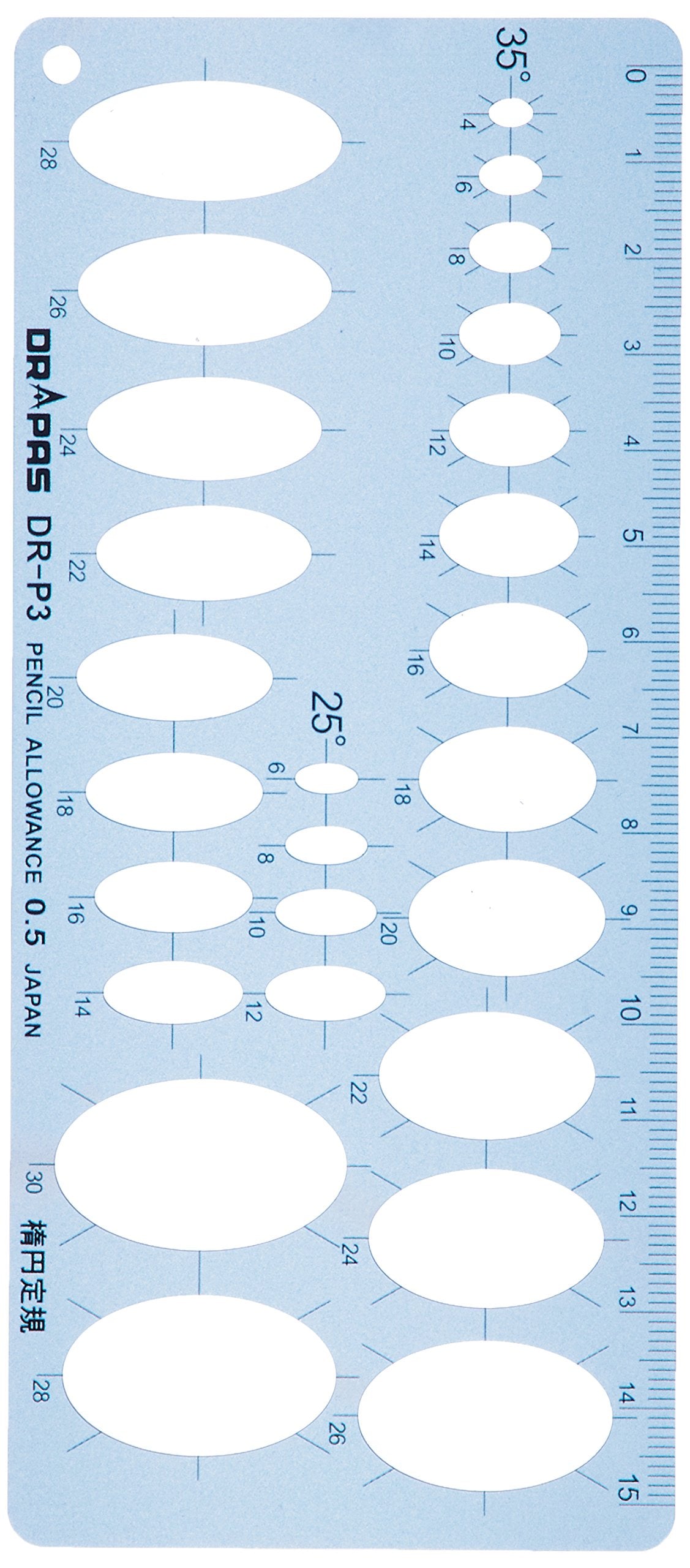 DRAPAS Template P-3B Oval Ruler P-3B Blue 31633