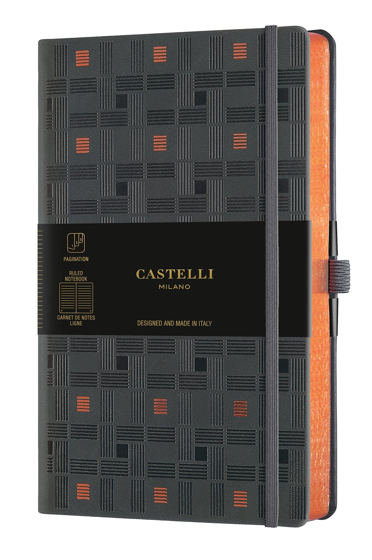 Castelli Milano Notebook, Medium 0.3 inch (7 mm), Horizontal Rule, COPPER CASTELLI MILANO New Pattern (WEAVING COPPER )
