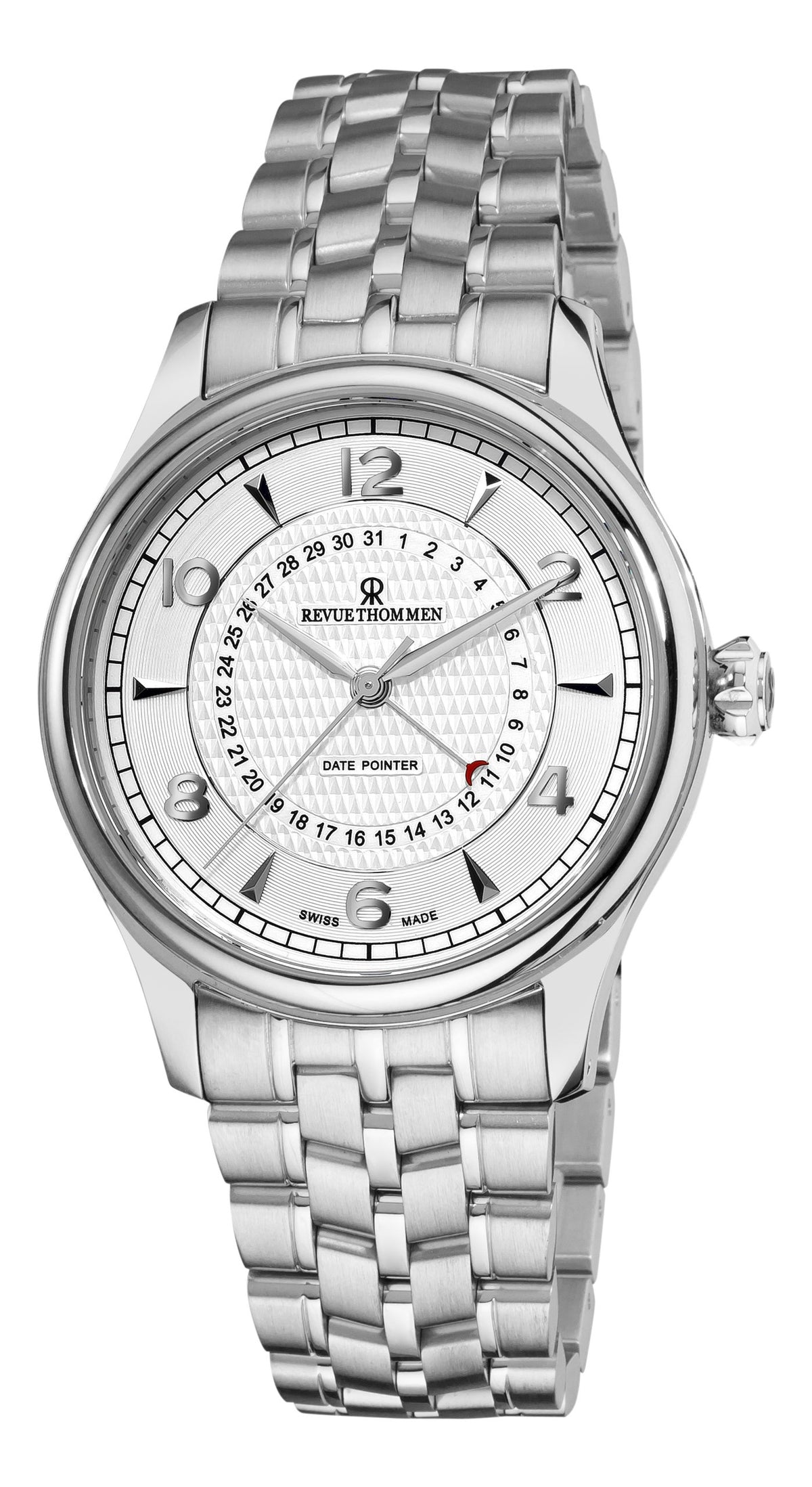 Revue Thommen Men's 10012-2132 XLarge Date Pointer Analog Display Swiss Automatic Silver Watch