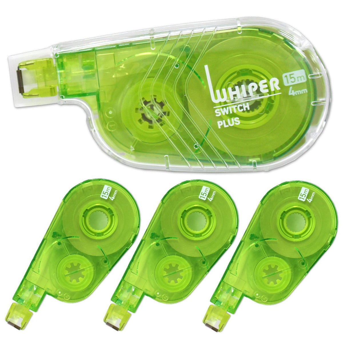 Plus Correction Tape, Whiter Switch, 0.2 inches (4 mm), Green, 1 Main Unit + 3 Replacement Tapes