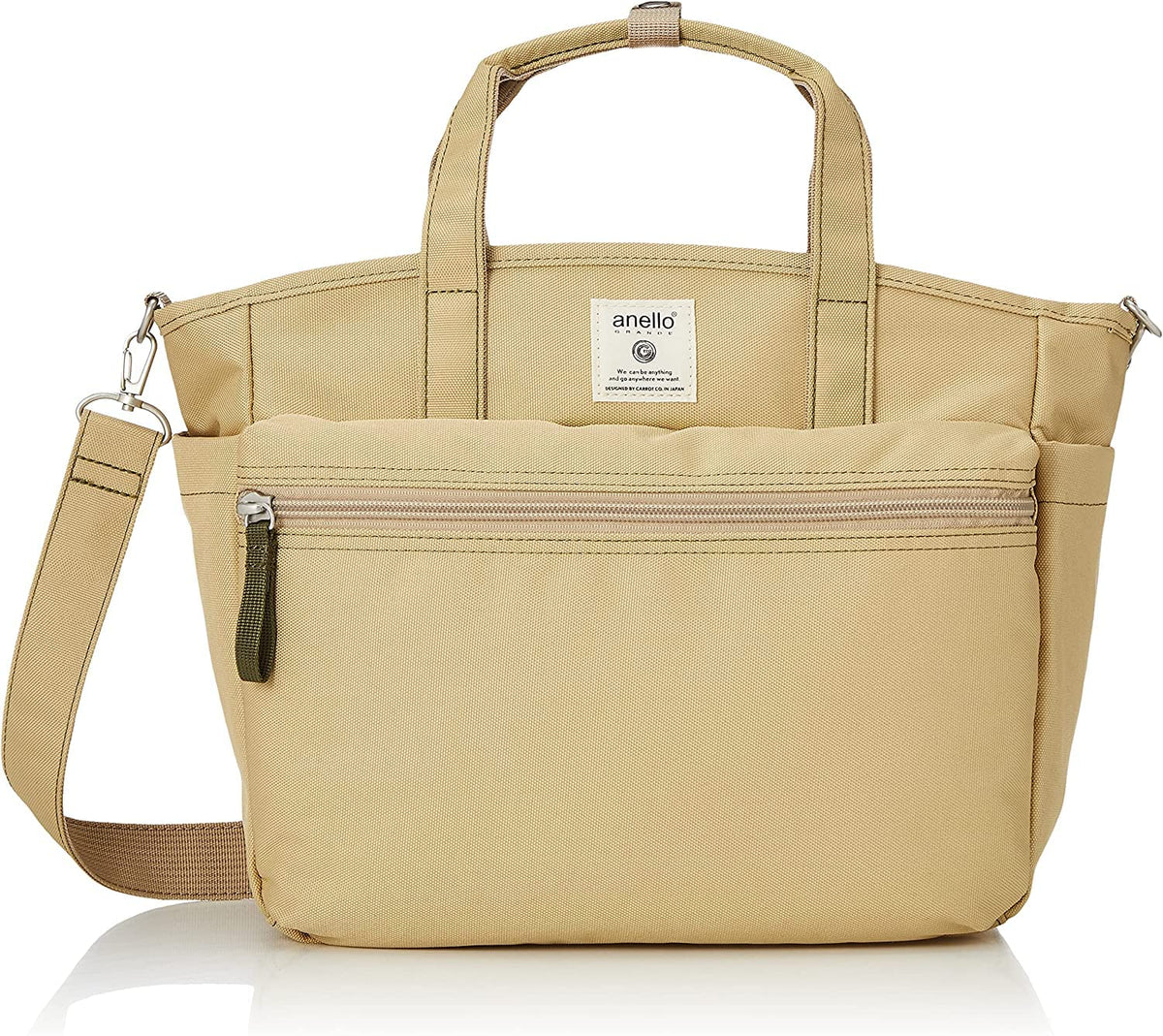 Anero Grande GTM0305Z 2-Way Tote Bag, A4, Water Repellent, Multiple Storage, Beige