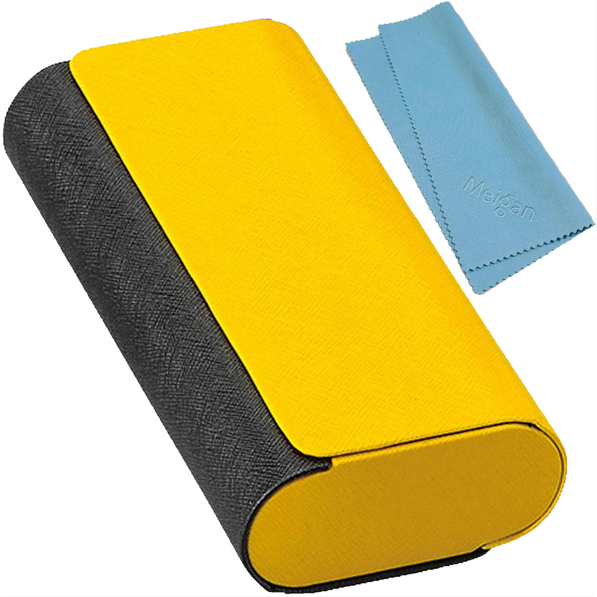 メイガン(Meigan) Double Glasses Case Aluminum Hard Shell Yellow For Men, Women | For Reading glasses and sunglasses etc.