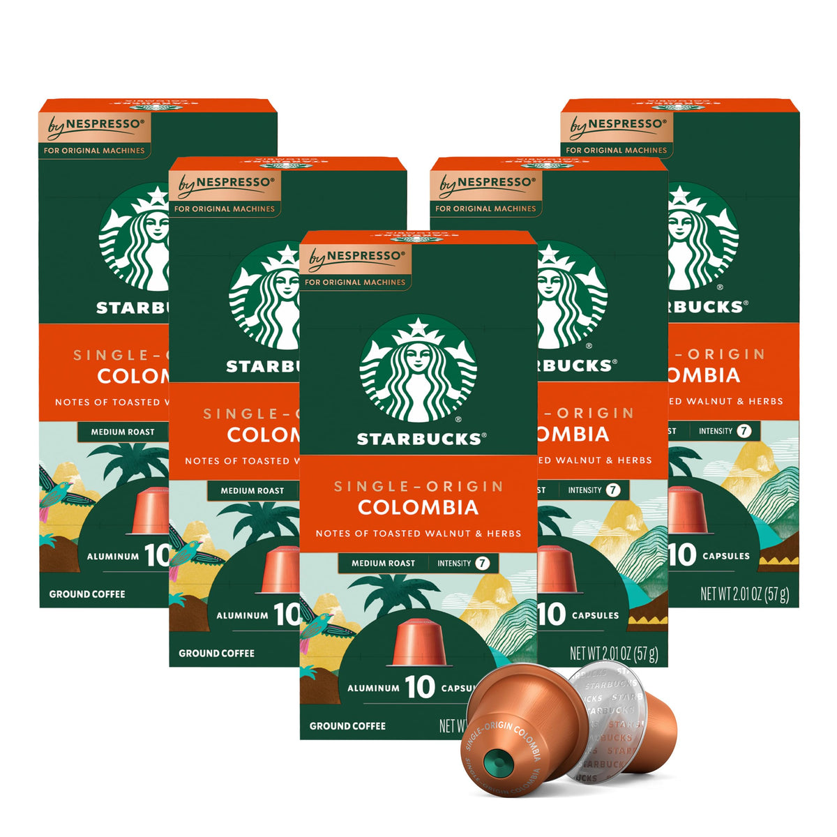 Starbucks by Nespresso Original Line, Single-Origin Colombia, Medium Roast Coffee, 50-count Espresso Pods