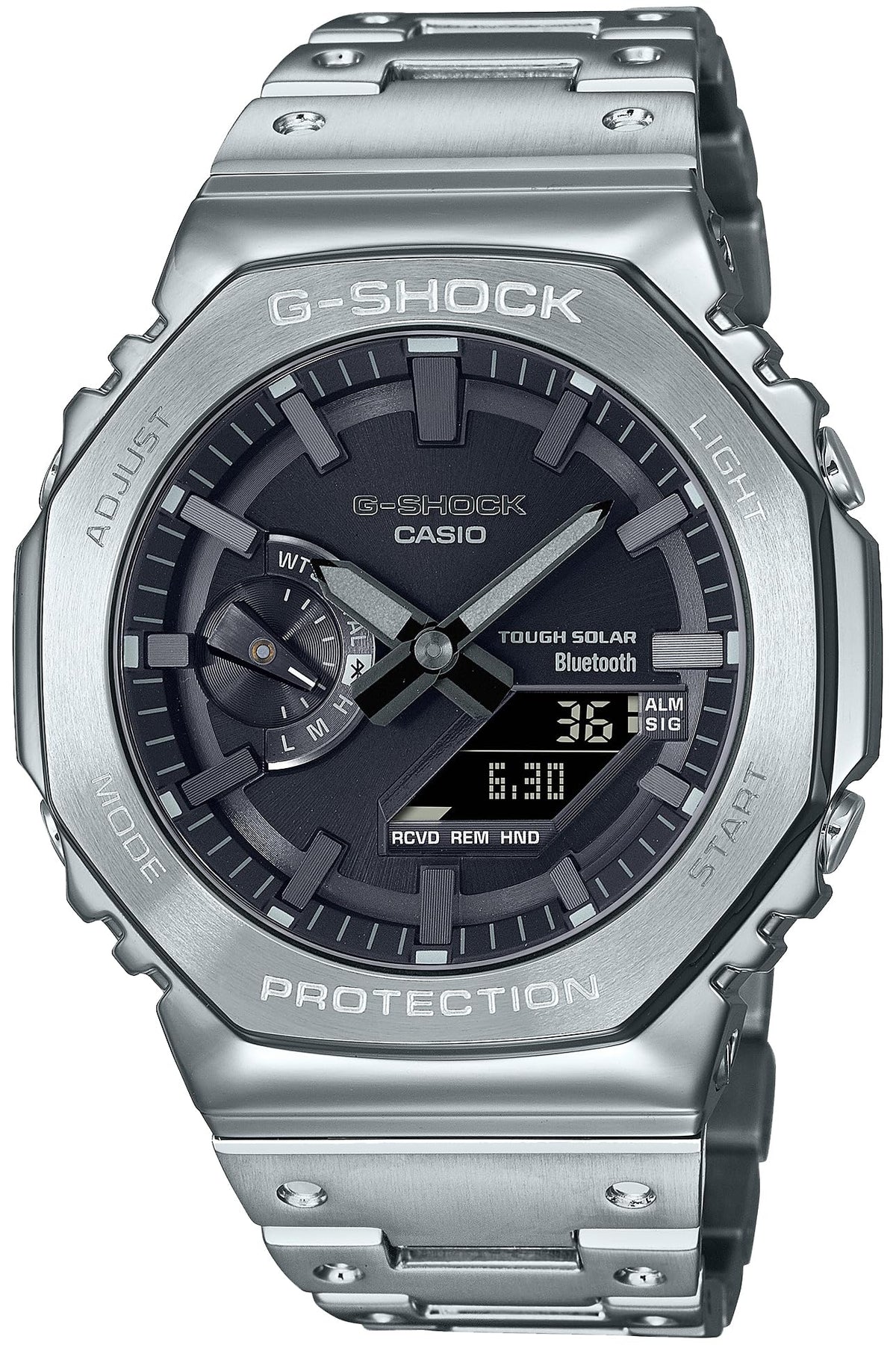 Casio GM-B2100D-1AJF [G-Shock GA-2100 Series Full Metal Model with Smartphone Link] Men's Watch Shipped from Japan Aug 2022 Model, Silver, Modern, Silver, Modern