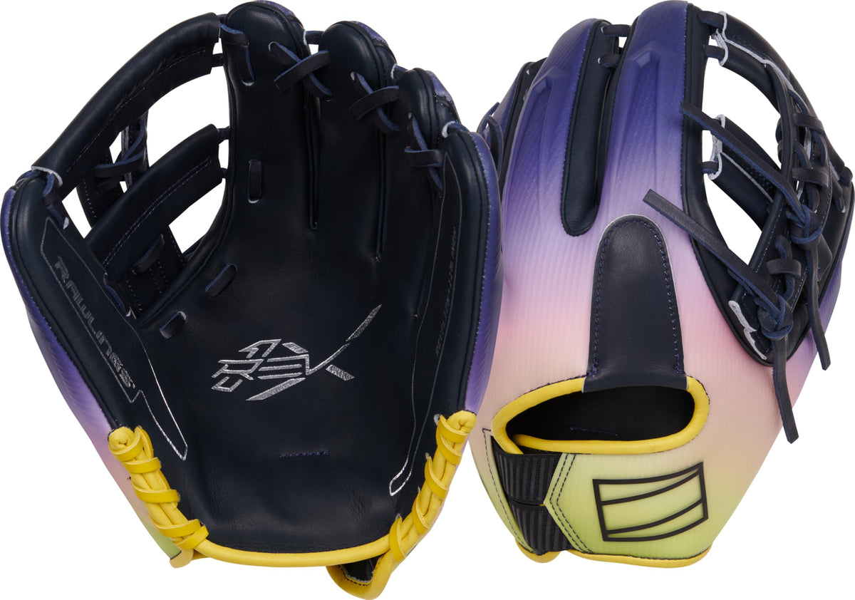 Rawlings | REV1X Baseball Glove | Size 11.75" | RHT | Navy/Purple/Pink/Yellow