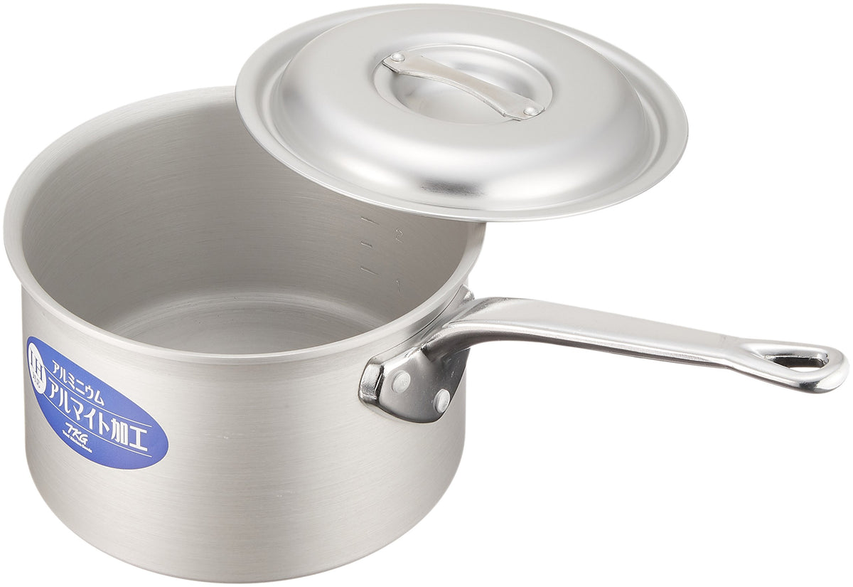 Endoshoji TKG Professional AKTF602 Deep Single Handle Pot with Graduation, 8.3 inches (21 cm), Induction Compatible, Aluminum
