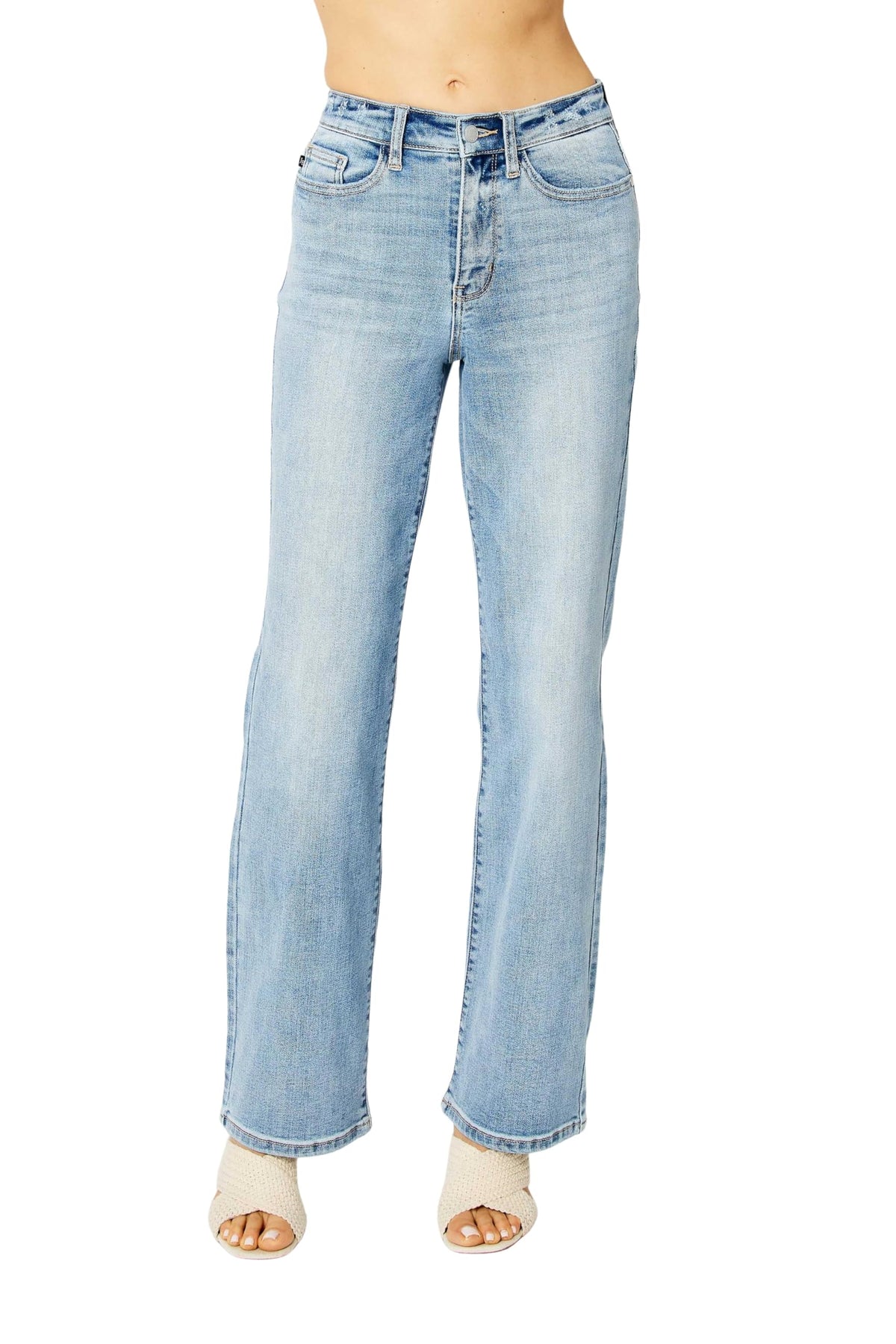 Judy Blue Women's High Waisted Straight Leg Jeans (Medium Blue, 11)