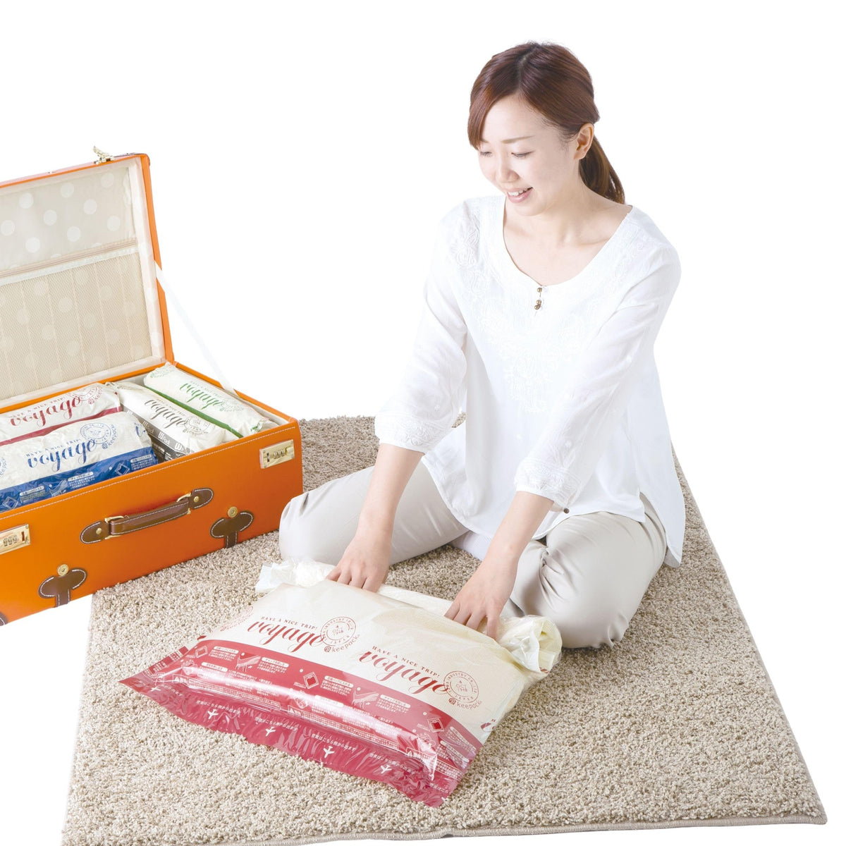 Towa Sangyo Compression Bag, VO, Press-Just Clothes Compression Pack, LL, Pack of 2