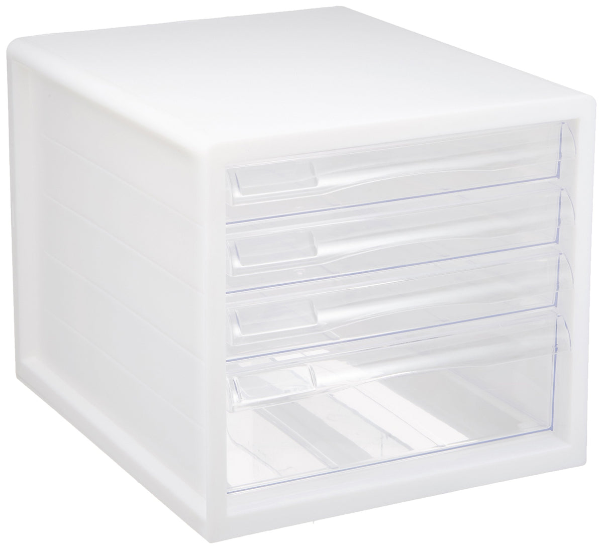 Nakabayashi A4E-04W A4 Letter Case, Document Case, Accessory Organizer, Storage, 4 Tiers, White