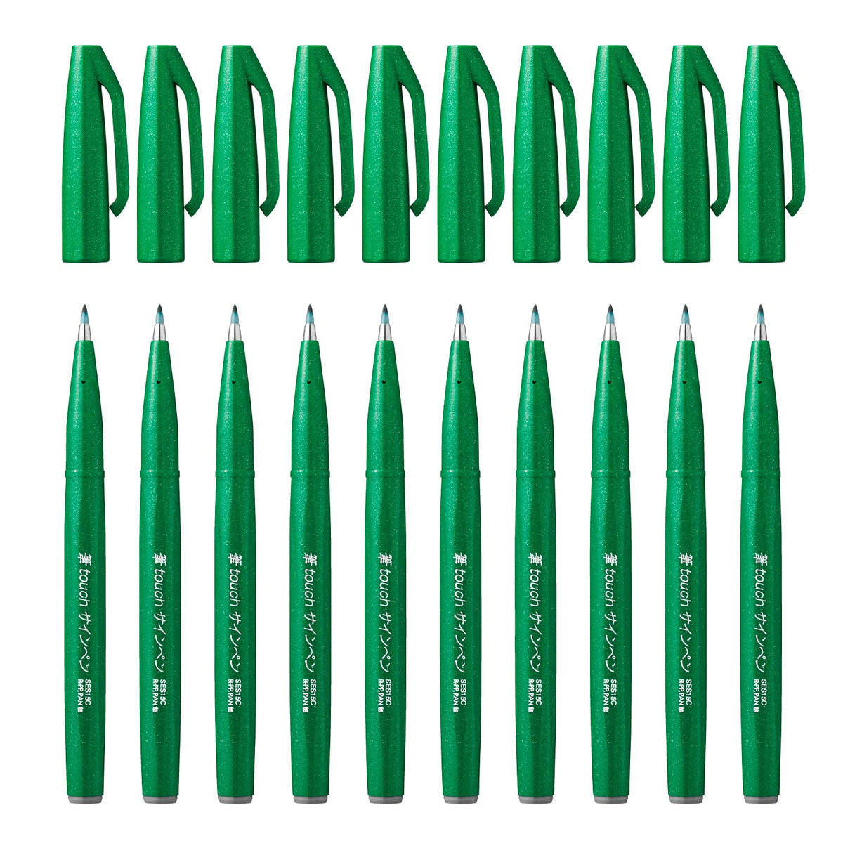 Pentel Brush Sign Pen - Green (Pack of 10)