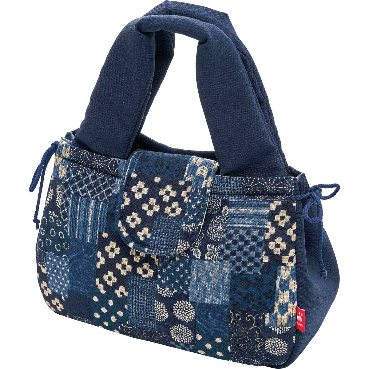 Cogit Japanese Patchwork Soft and Easy to Carry Small Tote Fabric Kobo Spun Japanese Tote Navy Blue