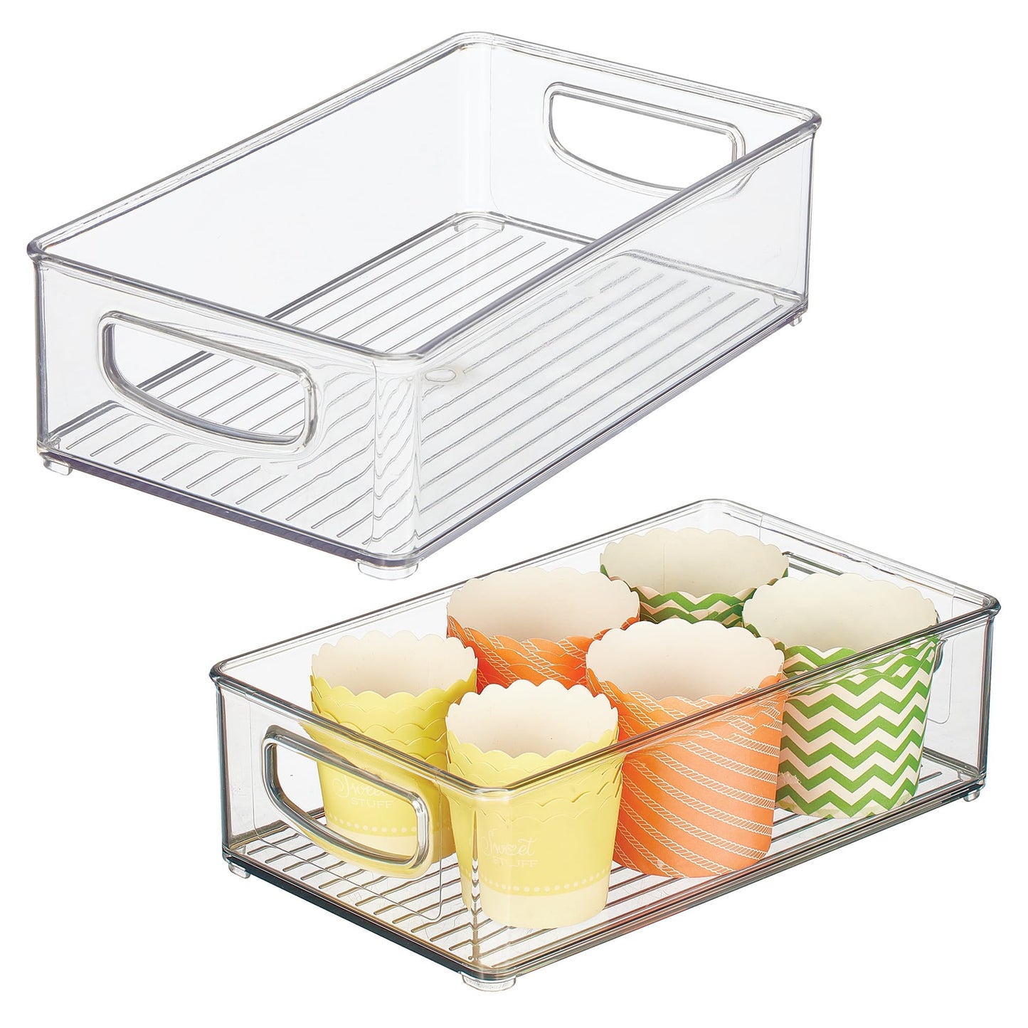 iDesign Stackable Pantry Bin with Handles, Set of 2, Clear