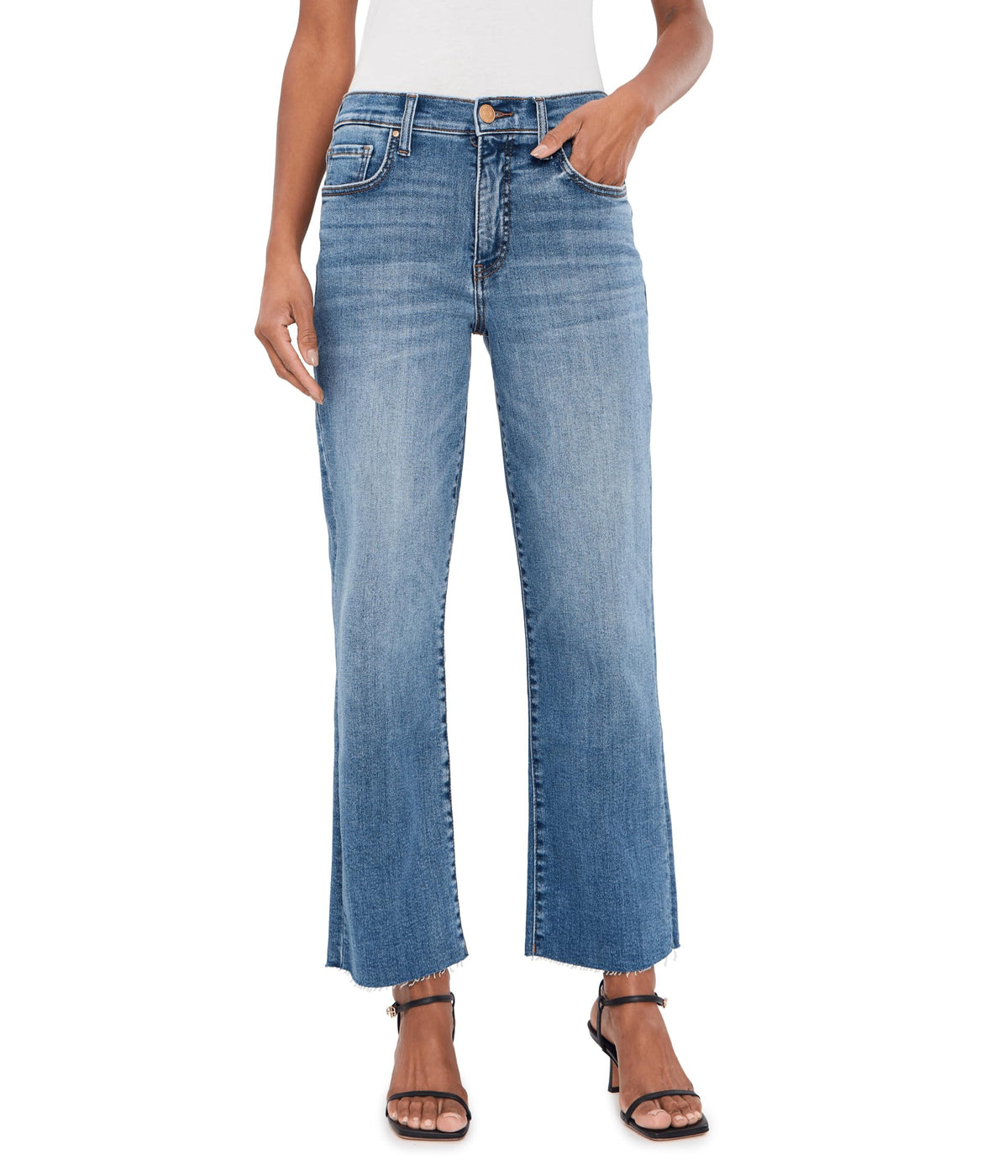 KUT from the Kloth Womens Avery High-Rise Fab Ab Easy Straight Leg Raw Hem in Building Building 12 28