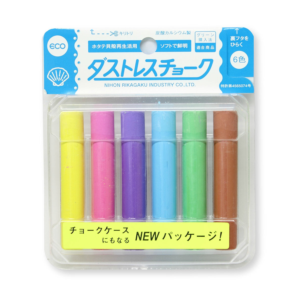 日本理化学 Rikagaku White Dustless Chalk, 6-Pieces (DCC-6-W)