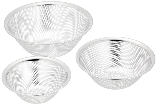 Sori Yanagi Sori Yanagi Punching Strainer for Better Drainage and Easy Washability, Tsubamesanjo Stainless Steel Strainer 6.4 inches (16.19.23 cm) Set, 1 Piece is Punched for Better Drainage and