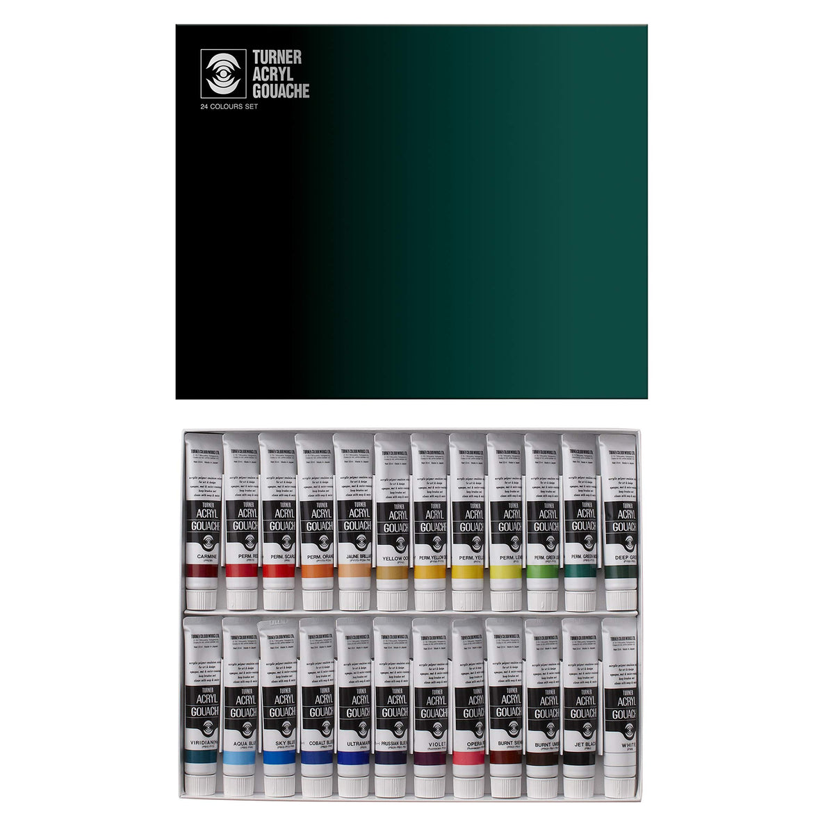 Turner Acrylic Paint Set Artist Acryl Gouache - Super Concentrated Vibrant Acrylics, Fast Drying, Velvety Matte Finish - [Set of 24 | 20 ml Tubes]