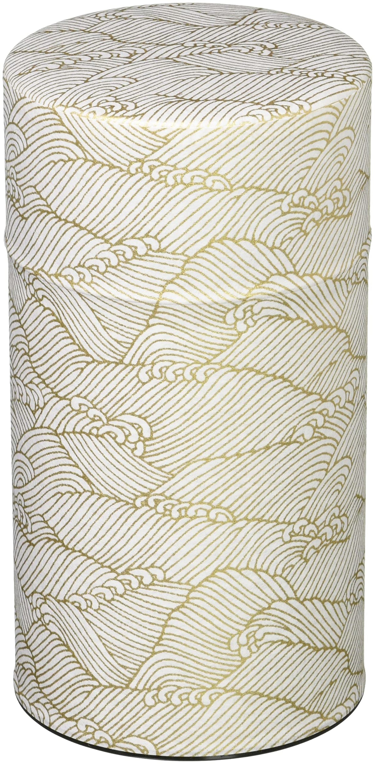 Yamako Pokkan a Japanese Tea Tin Canister, Air Tight, Double Lid, 200g Tea Capacity (Wave - Japanese Traditional Wave Pattern, L - 200g)