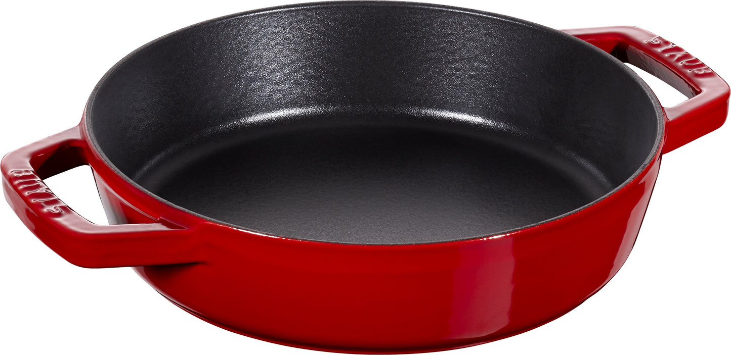 Staub 40511-661 Two-Handled Frying Pan, Cherry 7.9 inches (20 cm), Double Handle Frying Pan, Skillet, Double Handle, Enamel, Induction Compatible