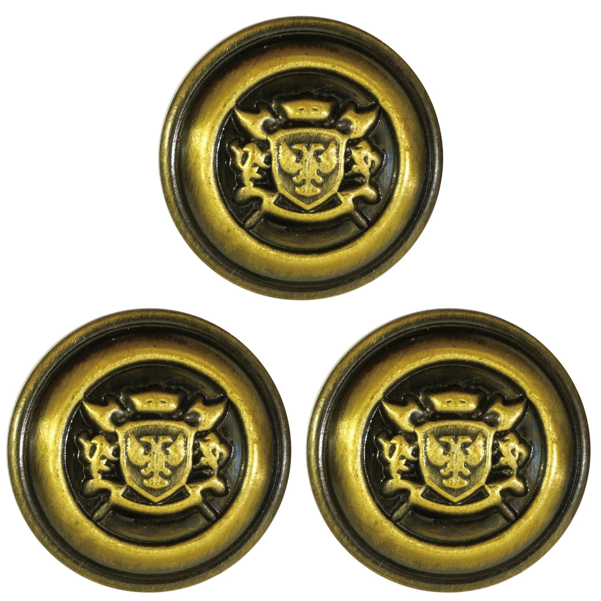 Bell Art AZBMB-0111 Metal Button (Press), 0.9 inches (23 mm), Pack of 3, Col. BG, Antique Gold