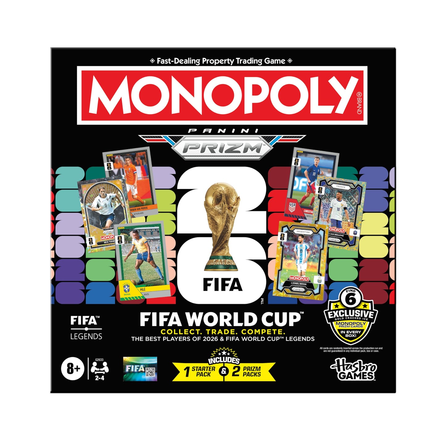 Monopoly Panini Prizm: FIFA World Cup Game I Soccer Board Game with Monopoly Panini Prizm FIFA World Cup 2026 Trading Cards I Ages 8+
