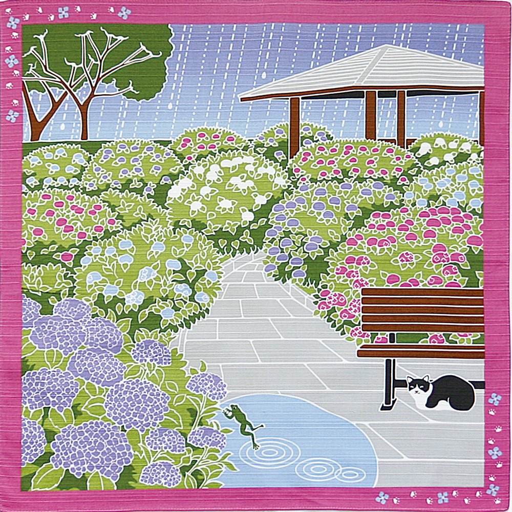 Yamako 88590 Tama's Walk, Small Furoshiki, Hydrangea, 19.7 x 19.7 inches (50 x 50 cm), Wall Art, Decorative Cloth, Living Room
