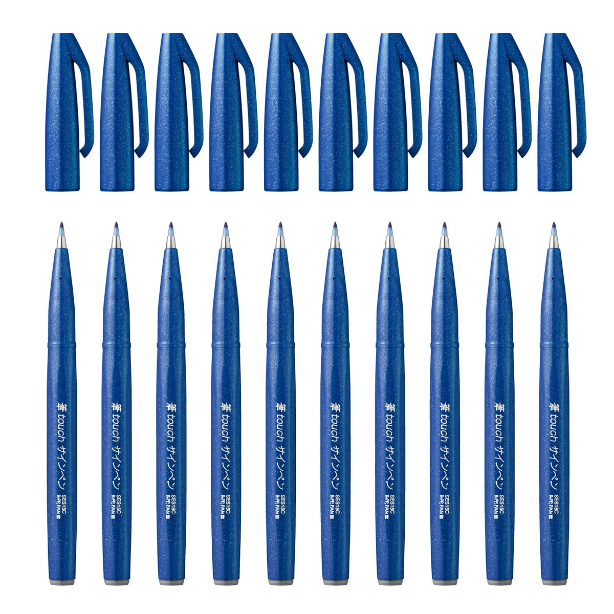 Pentel Brush Sign Pen - Blue (Pack of 10)