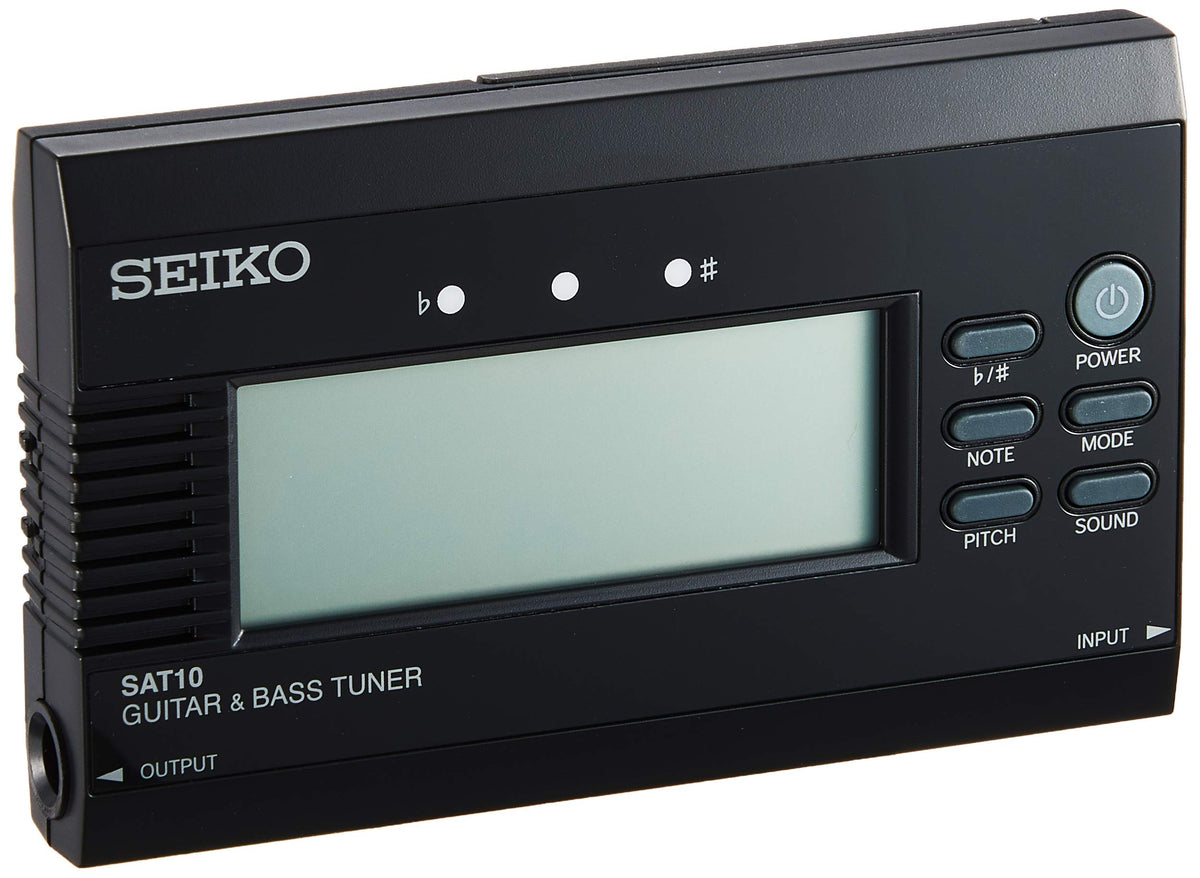 Seiko SAT10BE Stunning Guitar/Bass Tuner with Flat Tuning Function - Black
