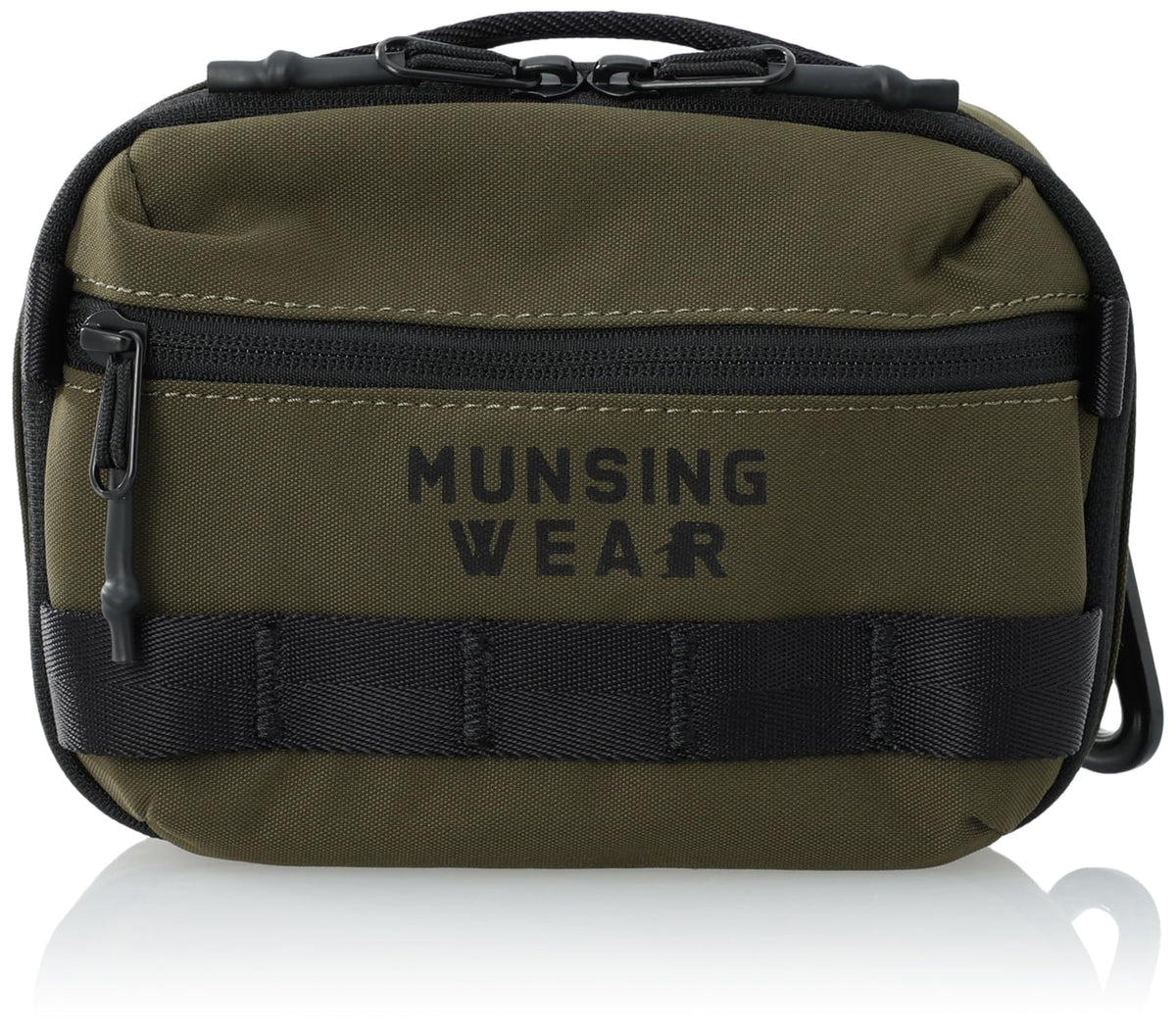 Munsingwear MQBWJA44 Round Pouch, Mesh Pouch, Carabiner, Round Golf, KH00 (Khaki), One Size