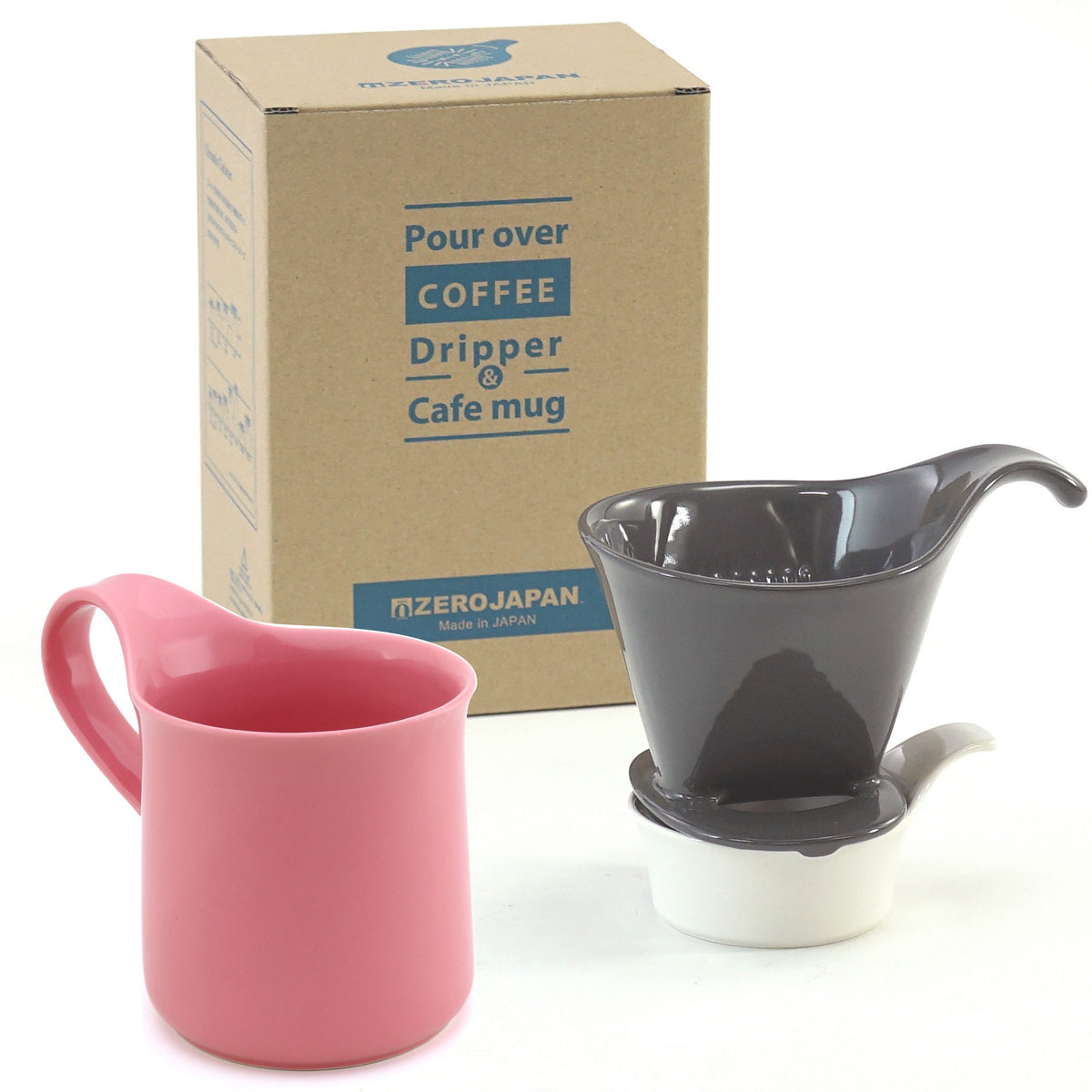 ZEROJAPAN DMZ-16 SGY/ROS Coffee Dripper L & Cafe Mug (with Tray) Rose Gift Set