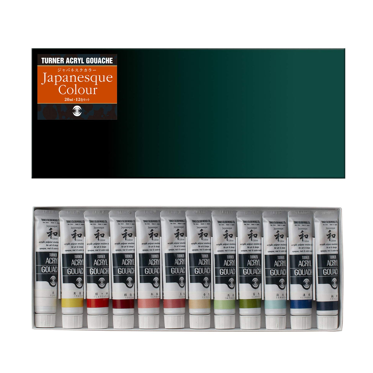 Turner Acrylic Paint Set Japanesque Artist Acryl Gouache - Based on Traditional Japanese Colors From Nature, Coarse, Rough, Gritty Texture - [Set of 12 | 20 ml Tubes]