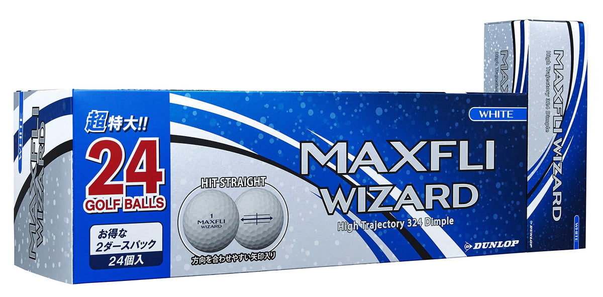 DUNLOP Golf Balls Max Fly Wizard 2021 Model, 1 Box (24 Pieces), White