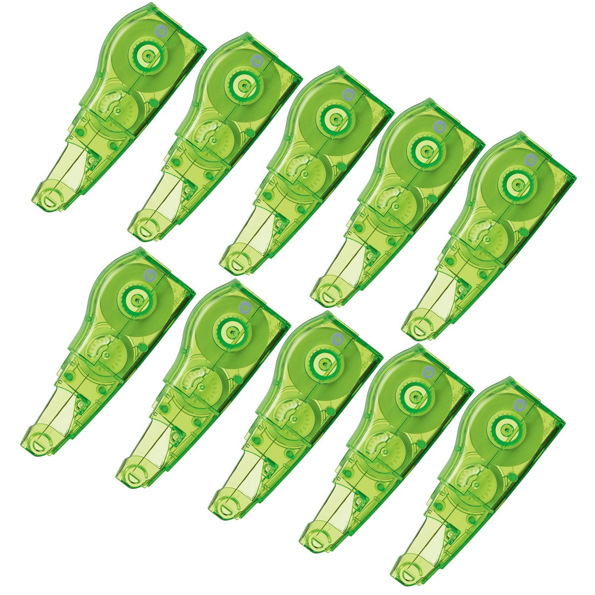 Plus Correction Tape Whiter MR Replacement Tape, 0.2 inches (6 mm) x 2.4 ft (6 mm) x 2.4 ft (6 m), Green, 10 pcs 43-930 x 10