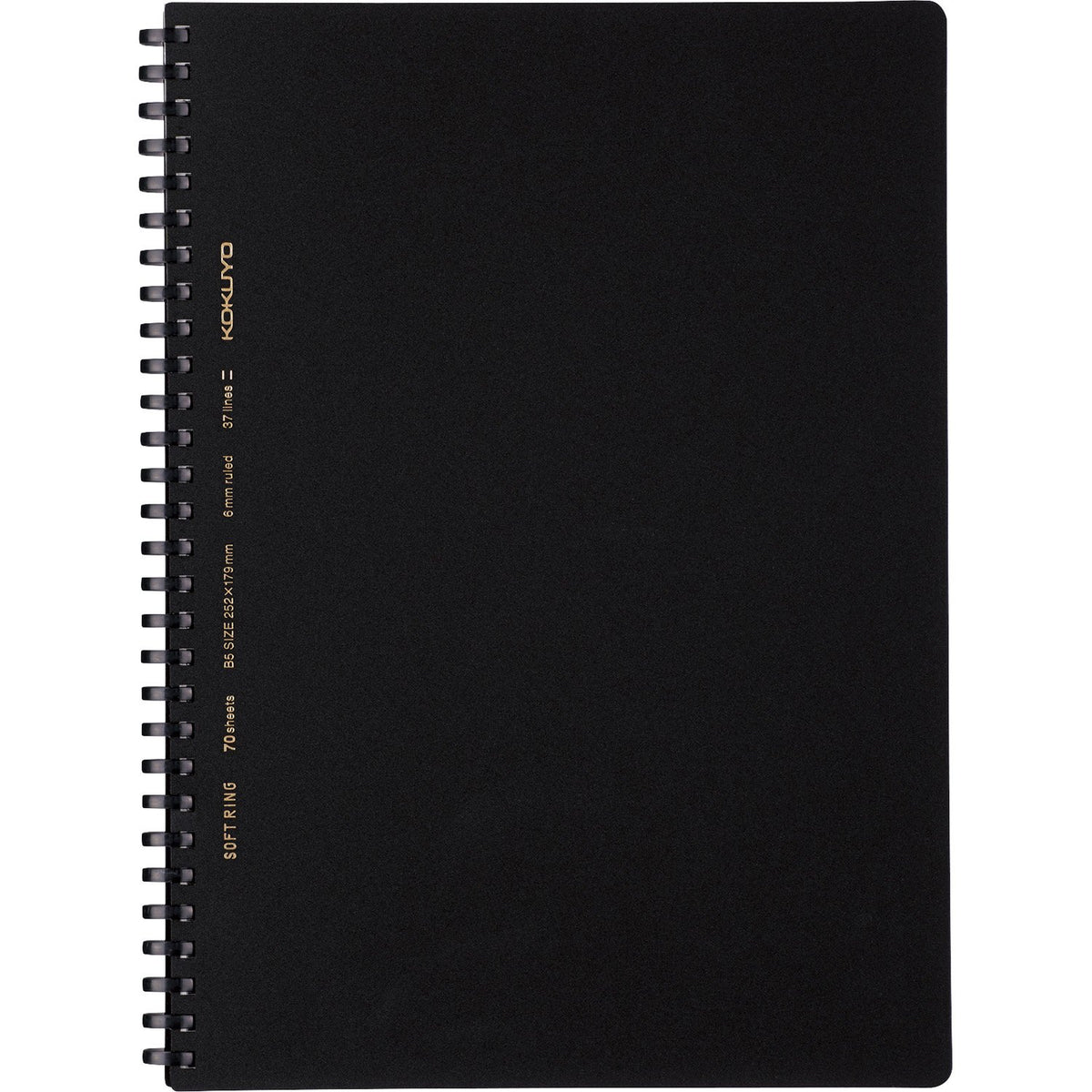 KOKUYO Spiral Lined Notebook, 10'' x 7'' Business Journal B5 Soft Ring Notebooks with A 6mm Ruled, 70 Perforated Sheets, Black 1 Subject Notebook, Note Taking for Work. Japan Import (SU-SV407B-D)