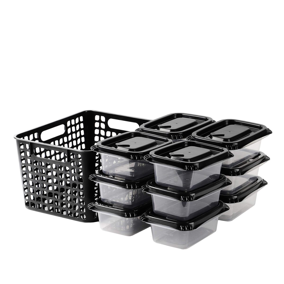 Pearl Metal Storage Containers, Black, Medium Size, Set of 12, Rectangle, Storage Case, BLKP AZ-5047